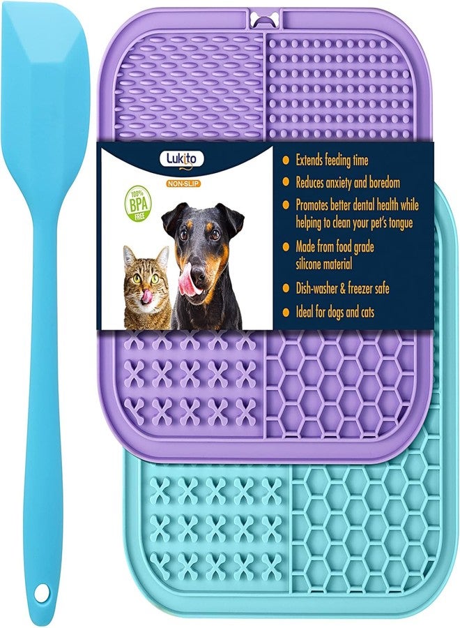 Veemok Mat for Dogs | Cats (2 Pack) - Slow Feeder Mat for Anxiety Relief Training - Calming Pet Mat for Bathing, Grooming, and Feeding Peanut Butter, Yogurt, Puree - Pet Supply Essentials - Image 1